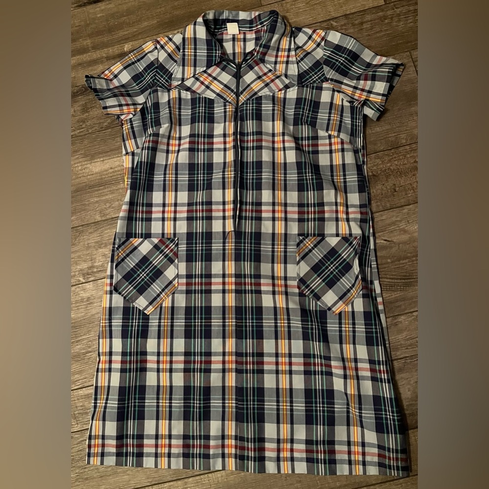 Vintage Housedress never been worn but no tags blue plaid